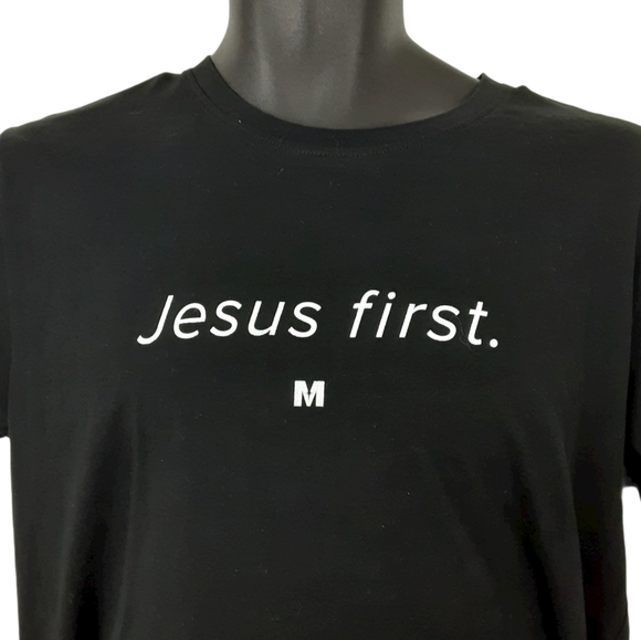 Jesus First Premium Men T Shirt Medium Black - Picture 1 of 3